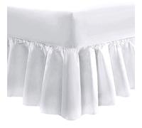 The House Of Emily 200 TC Percale Plain White Super King Size Frilled Fitted Valance Sheet - 12" Box 16" Frill