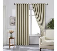 The House Of Emily Blackout Room Darkening Eyelet Curtains - Thermal Insulating Window Curtains | Panels | Drapes - 2 Curtain Set - 2 Tie Backs Included (112" x 90", Oyster Grey)