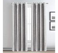 The House Of Emily Blackout Room Darkening Eyelet Curtains - Thermal Insulating Window Curtains | Panels | Drapes - 2 Curtain Set - 2 Tie Backs Included (90" x 90", Silver Embossed)