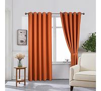 The House Of Emily Blackout Room Darkening Eyelet Curtains - Thermal Insulating Window Curtains | Panels | Drapes - 2 Curtain Set - 2 Tie Backs Included (90" x 108", Burnt Orange)