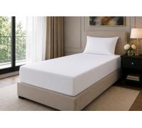 The House of Emily Long Euro Single 90 x 200 cm 100% Cotton Percale Fitted Sheet 200 Tc Extra Deep 12" Depth Fully Elasticated White