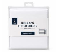 The House of Emily Pack of 2 Bunk Bed Fitted Sheets Fully Elasticated White - 200 Thread Count Polycotton - 2ft 6 Small Single (76 x 190cm) for Bunk Beds & Caravan Beds