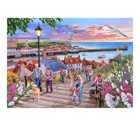 The House of Puzzles - 199 Steps Whitby Jigsaw - 1000 Piece Jigsaws For Adults, Artist Illustrated, Scenic Landscape, Deluxe Puzzle Gifts