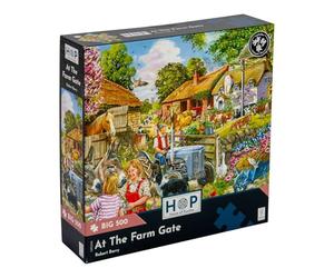 The House of Puzzles At the Farm Gate, Big 500 Piece Jigsaw | Extra Large Pieces, Artist Illustrated, Scenic Landscape, Deluxe Puzzle Gift for Adults