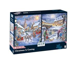 The House of Puzzles Christmas Is Coming, 2 x Big 500 Piece Jigsaw Pack | 2 x Big 500 Piece Christmas Multipack, Artist Illustrated, Sustainably Made, Deluxe Puzzle Gift for Adults
