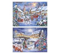 The House of Puzzles Christmas Is Coming Jigsaw Set - 2 x BIG 500 Piece Jigsaws For Adults, Multi Puzzle Pack, Artist Illustrated, Deluxe Puzzle Gifts, Sustainably Made