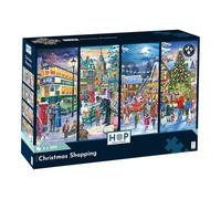 The House of Puzzles Christmas Shopping Jigsaw Set - 4 x 500 Piece Jigsaws For Adults, Multi Puzzle Pack, Artist Illustrated, Deluxe Puzzle Gifts, Sustainably Made
