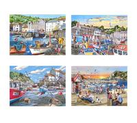 The House of Puzzles Days At The Dock Jigsaw Set - 4 x 500 Piece Jigsaws For Adults, Multi Puzzle Pack, Artist Illustrated, Deluxe Puzzle Gifts, Sustainably Made