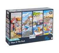 The House of Puzzles Days at the Dock, 4 x 500 Piece Jigsaw Multipack | Coastal Harbour Theme, Artist Illustrated, Deluxe Puzzle Gift for Adults