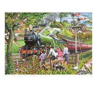 The House of Puzzles - Full Steam Ahead Jigsaw - 1000 Piece Jigsaws For Adults, Artist Illustrated, Scenic Landscape, Deluxe Puzzle Gifts