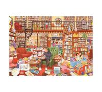 The House of Puzzles House Tea and Tales 500 Puzzle | Cafe & Library Jigsaw with 500 Pieces | Artist Illustrated Jigsaws for Adults & Kids | Gifts for Book Lovers | Family Games | Eco Friendly Board