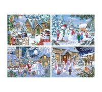 The House of Puzzles Let It Snow Jigsaw Set - 4 x 500 Piece Jigsaws For Adults, Multi Puzzle Pack, Artist Illustrated, Deluxe Puzzle Gifts, Sustainably Made