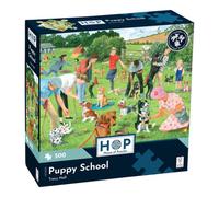The House of Puzzles | Puppy School 500 Piece Jigsaw Puzzle for Adults & Kids | Features Artwork by Tracy Hall | Animals and Wildlife Theme | Sustainably Made FSC Certified Board