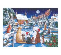 The House of Puzzles Santa Paws Jigsaw - Big 500 Piece Jigsaws For Adults, Extra Large Pieces, Artist Illustrated, Scenic Landscape, Deluxe Puzzle Gifts