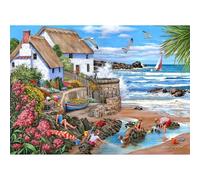 The House of Puzzles - Seaspray Cottages Jigsaw - 1000 Piece Jigsaws For Adults, Artist Illustrated, Scenic Landscape, Deluxe Puzzle Gifts