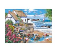 The House of Puzzles Seaspray Cottages Jigsaw - Big 500 Piece Jigsaws For Adults, Extra Large Pieces, Artist Illustrated, Scenic Landscape, Deluxe Puzzle Gifts