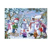 The House of Puzzles Seven Silly Snowmen 1000 Piece Puzzle | Christmas Jigsaw with Winter Snow Scene | Artist Illustrated Jigsaws for Adults & Kids | Fun Environmentally Friendly Board