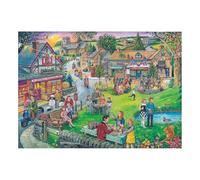 The House of Puzzles Sixties Green Jigsaw - Big 250 Piece Jigsaws For Adults & Kids, Extra Large Pieces, Artist Illustrated, Scenic Landscape, Deluxe Puzzle Gifts