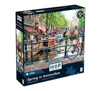 The House of Puzzles | Spring in Amsterdam Jigsaw Puzzle | 1000 Piece | Richard Macneil Artist | Locations & Buildings Theme | Sustainably Made 19 x 27 in
