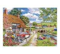 The House of Puzzles - Sunday Lunch Jigsaw - 1000 Piece Jigsaws For Adults, Artist Illustrated, Scenic Landscape, Deluxe Puzzle Gifts