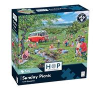The House of Puzzles Sunday Picnic Jigsaw - 500 Piece Jigsaws For Adults, Artist Illustrated, Scenic Landscape, Deluxe Puzzle Gifts