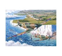 The House of Puzzles The Final Few Puzzle Tube | 150 Piece Mini Jigsaw | Travel Jigsaws for Adults & Kids | Small Gifts & Stocking Fillers | Sustainable Board | Plane & White Cliffs Scenic Landscape