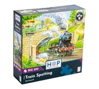 The House of Puzzles Train Spotting, Big 250 Piece Jigsaw | Extra Large Pieces, Artist Illustrated, Scenic Landscape, Deluxe Puzzle Gift for Adults & Kids