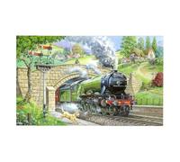 The House of Puzzles - Train Spotting Jigsaw - Big 250 Piece Jigsaws For Adults & Kids, Extra Large Pieces, Artist Illustrated, Scenic Landscape, Deluxe Puzzle Gifts
