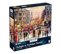 The House of Puzzles Twilight in Trafalgar Square 1000 Piece Puzzle | London Landmarks Jigsaw for Adults | City Themed Jigsaws with Red Bus & Lion Statue Art by Richard Macneil | Gifts for Puzzlers
