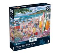 The House of Puzzles | Wish You Were Here 1000 Piece Jigsaw Puzzle | Seaside Theme | Artwork by Keith Stapleton | 19 x 27 in.