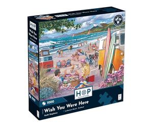 The House of Puzzles | Wish You Were Here 1000 Piece Jigsaw Puzzle | Seaside Theme | Artwork by Keith Stapleton | 19 x 27 in.