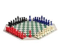 The House of Staunton Four Player Chess Set Combination - Single Weighted Regulation Colored Chess Pieces, Four Player Vinyl Chess Board