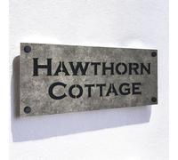 The House Sign Company - Henley Personalised House Sign | 32cm X 14cm | Acrylic Door Plaque with Name or Number | Weatherproof Outdoor House Name Plate |Rustic Effect