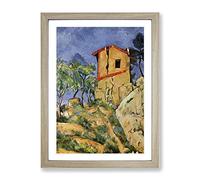 The House With Cracked Walls By Paul Cezanne Classic Painting Framed Wall Art Print, Ready to Hang Picture for Living Room Bedroom Home Office Décor, Oak A3 (34 x 46 cm)