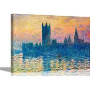 The Houses of Parliament Sunset Claude Monet Canvas Prints Framed Wall Art Wall Decor Stretched Ready to Hang Large 86 x 61cm (34 x 24 inches)