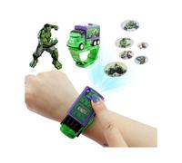 (The Hulk) SpiderMan Cartoon Car Child 3D Projection Watch Anime Superher Kids Toy