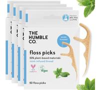 The Humble Co. Plant Based Floss Picks | Fresh Mint | Eco-Friendly, Vegan for Your Everyday Oral Care - Dentist Approved - Removes Plaque and Gives a Fresh Feel (4 x 50p)