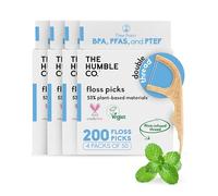 The Humble Co. Plant Based Floss Picks | Fresh Mint | Eco-Friendly, Vegan for Your Everyday Oral Care - Dentist Approved - Removes Plaque and Gives a Fresh Feel (4 x 50p)