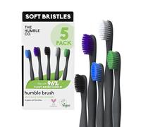 The Humble Co. Natural Toothbrush (5pk) - Sustainable, Vegan & Eco Friendly Toothbrushes with BPA Free Bristles, Plant Based Black Toothbrush for Oral Care (Soft Bristles)