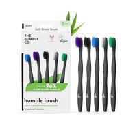 The Humble Co. Natural Toothbrush (5pk) - Sustainable, Vegan & Eco Friendly Toothbrushes with BPA Free Bristles, Plant Based Black Toothbrush for Oral Care (Soft Bristles)