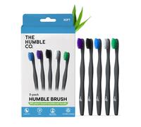 The Humble Co. Plant-Based Soft Bristle Toothbrushes, Black (5 Pack) | Dental Oral Care & Hygiene, BPA-Free Bristles, Made with Plant Based Materials, Manual Tooth Brush Set for Adults