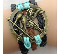 The Hunger Game Style Bracelet, Black, Blue and Brown Leather Bracelet , HG7