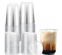 THE HUNGRY GORILLA 16 oz Clear U-shape Plastic Cups with Lids - 100 Pack of Heavy Duty Disposable Cold Cups, Crystal Clear, BPA Free, Leak Resistant Lids for Iced Coffee, Smoothies and Parties