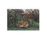 The Hungry Lion Throws Itself on The Antelope by Heṇri Rouṡṡeáu Painting Art Poster Picture Canvas Wall Paint Arts Decor Modern Home Artworks 24x36inch(60x90cm)