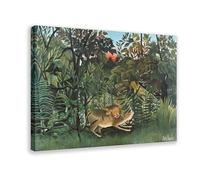 The Hungry Lion Throws Itself on The Antelope Canvas Poster Bedroom Decor Landscape Office Room Decor Gift Frame-style 20x30inch(50x75cm)