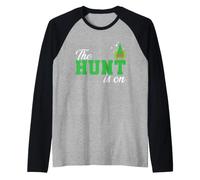 The Hunt is On Hunter in the Forest with Animals Raglan Baseball Tee