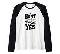 The Hunt is Over She Said Yes Engagement Celebration Raglan Baseball Tee