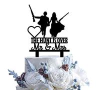 The Hunt Is Over Wedding Cake Topper: Groom & Bride With Rifle - Mr. & Mrs. Wedding Cake Topper