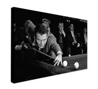The Hustler - Classic Movie - Paul Newman Playing Pool - Wrapped Framed Canvas Wall Art (A2 [24 x 16 inch / 61 x 41 cm])