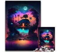 The Hut on The Island Jigsaw Puzzle 1000 Pieces cardboard Puzzles for Teenagers, Family Game Night, Brain-Challenging Gift Idea 26X38CM/10.23x14.96inch
